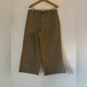 Madewell Wide Leg Crop Cotton High Rise Pants in  Olive Green Size 32